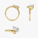 1.00 Ctw 14k Pear Shaped Lab Grown Diamond Ring with Contemporary Twist Band - Elsa Ferkos Fine Jewelry