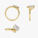 1.00 Ctw 14k Oval Shaped Lab Grown Diamond Ring with Contemporary Twist Band - Gilda Ferkos Fine Jewelry