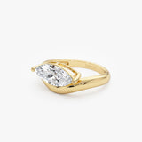 1.50 Ctw 14k Marquise Shaped Contemporary Design Lab Grown Diamond Ring - Noemi Ferkos Fine Jewelry