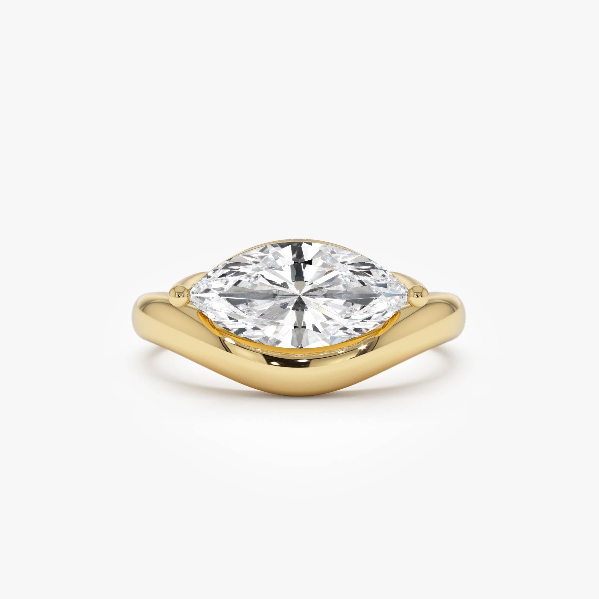 1.50 Ctw 14k Marquise Shaped Contemporary Design Lab Grown Diamond Ring - Noemi 14k Gold Ferkos Fine Jewelry