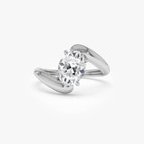 1.50 Ctw 14k Lab Grown Oval Shaped Diamond Bypass Ring - Flavia 14k White Gold Ferkos Fine Jewelry
