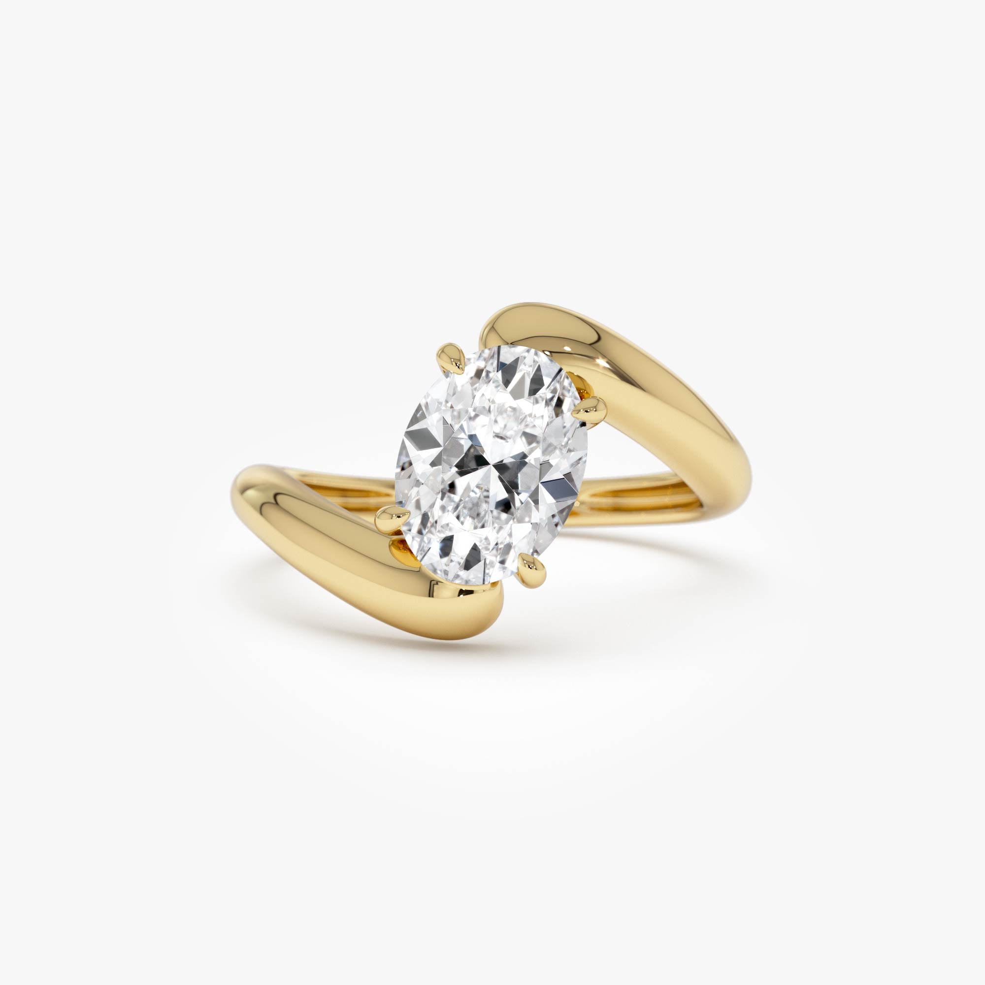 1.50 Ctw 14k Lab Grown Oval Shaped Diamond Bypass Ring - Flavia 14k Gold Ferkos Fine Jewelry