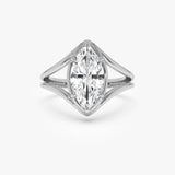 2.00 Ctw 14k Marquise Shaped Lab Grown Diamond Split Shank Engagement Ring - Carla 14k White Gold Ferkos Fine Jewelry