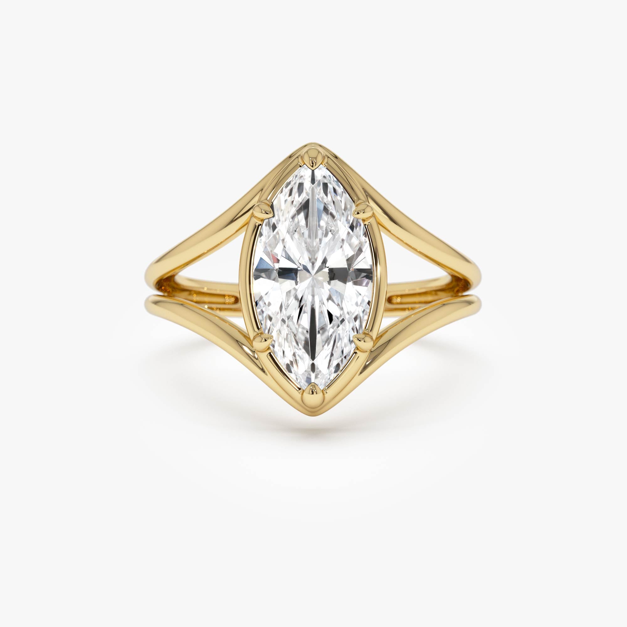 2.00 Ctw 14k Marquise Shaped Lab Grown Diamond Split Shank Engagement Ring - Carla 14k Gold Ferkos Fine Jewelry