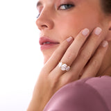 5.15 Ctw 14k Lab Grown Oval Shaped Three-Stone Diamond Engagement Ring - Laura Ferkos Fine Jewelry