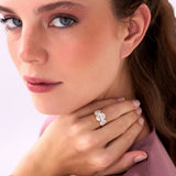 5.15 Ctw 14k Lab Grown Oval Shaped Three-Stone Diamond Engagement Ring - Laura Ferkos Fine Jewelry