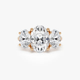 5.15 Ctw 14k Lab Grown Oval Shaped Three-Stone Diamond Engagement Ring - Laura Ferkos Fine Jewelry