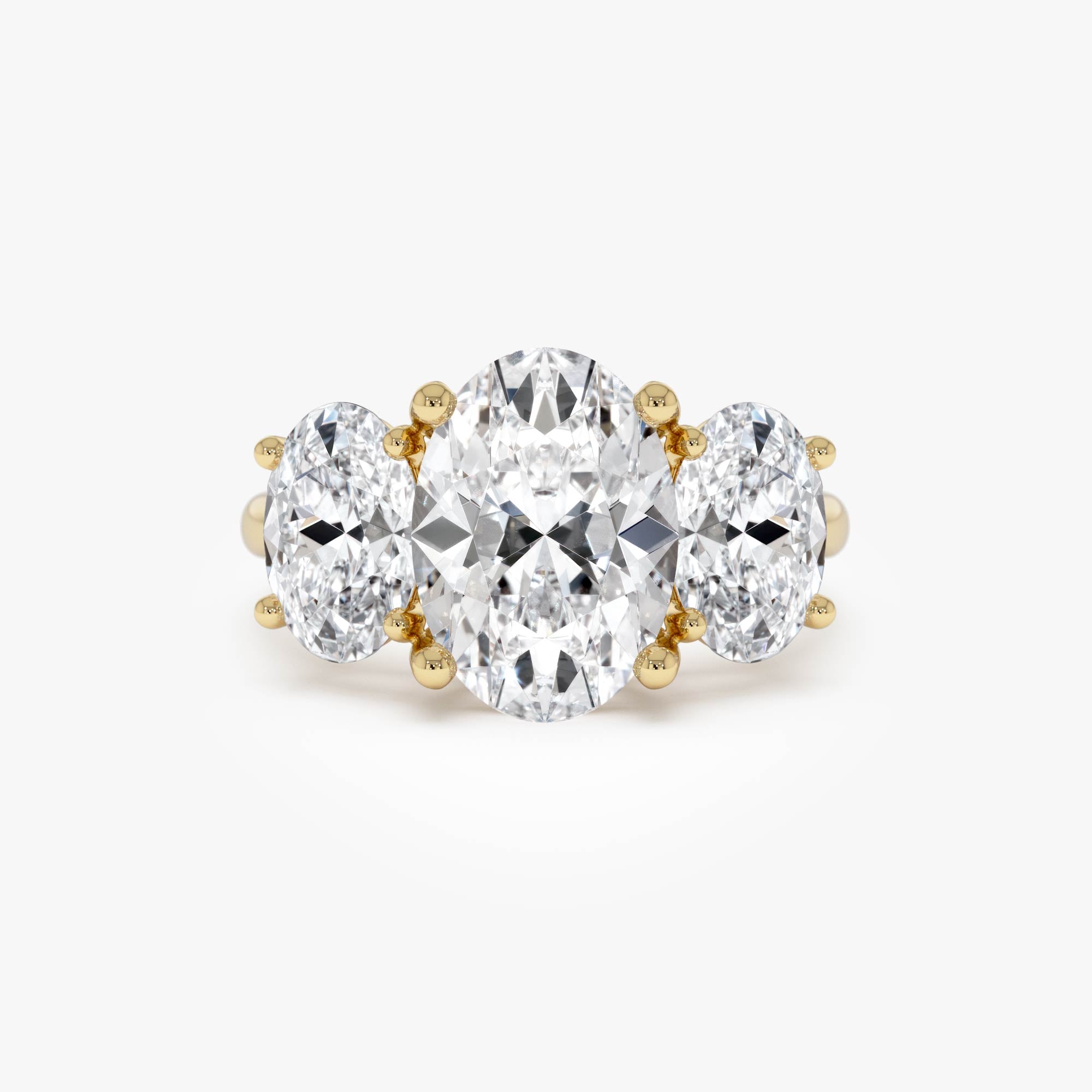 5.15 Ctw 14k Lab Grown Oval Shaped Three-Stone Diamond Engagement Ring - Laura 14k Gold Ferkos Fine Jewelry