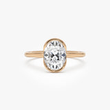 1.5 Ctw 14k Oval Shaped Lab Grown Diamond Half Bezel Engagement Ring - Rita Ferkos Fine Jewelry