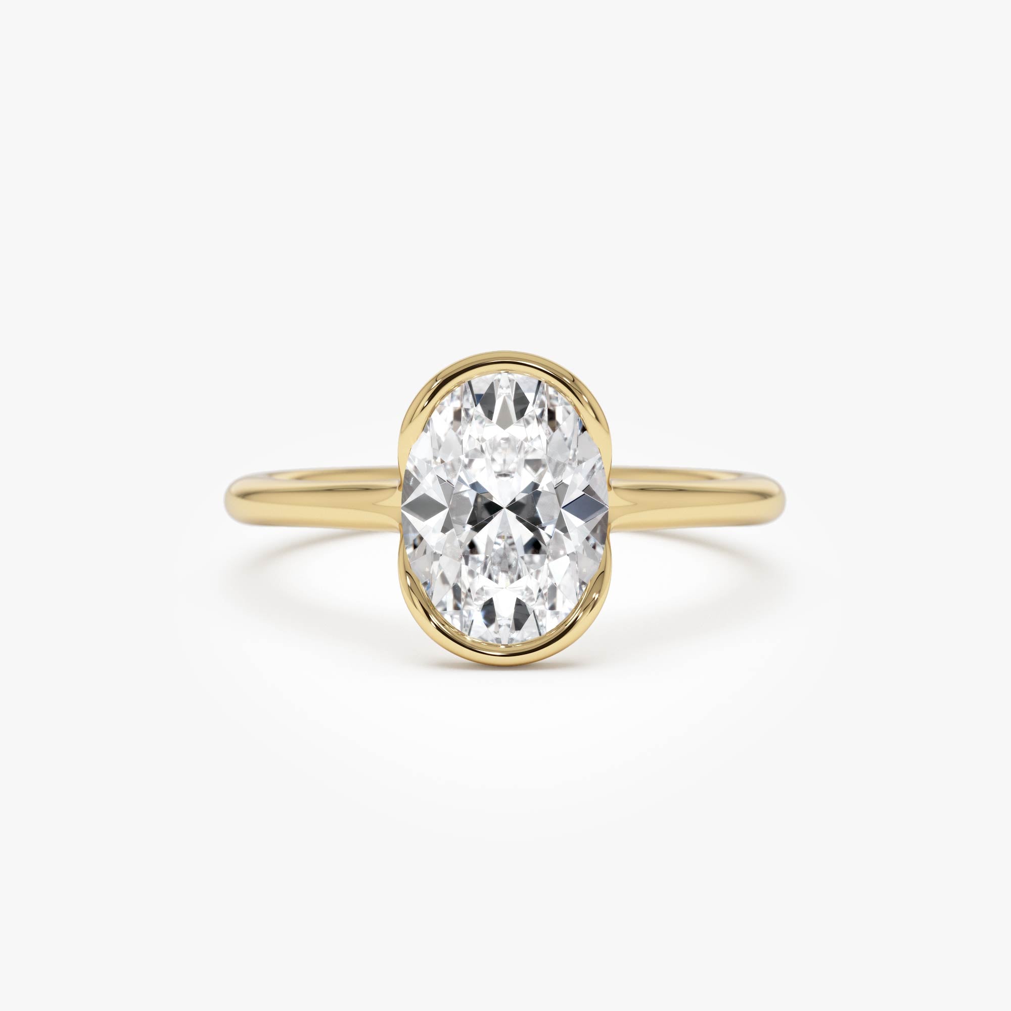 1.5 Ctw 14k Oval Shaped Lab Grown Diamond Half Bezel Engagement Ring - Rita 14k Gold Ferkos Fine Jewelry