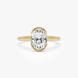 1.5 Ctw 14k Oval Shaped Lab Grown Diamond Half Bezel Engagement Ring - Rita 14k Gold Ferkos Fine Jewelry