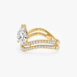 1.35 Ctw 14k Pear Shaped Lab Grown Twisted Pave Band Diamond Engagement Ring - Ivana Ferkos Fine Jewelry