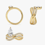 1.35 Ctw 14k Pear Shaped Lab Grown Twisted Pave Band Diamond Engagement Ring - Ivana Ferkos Fine Jewelry