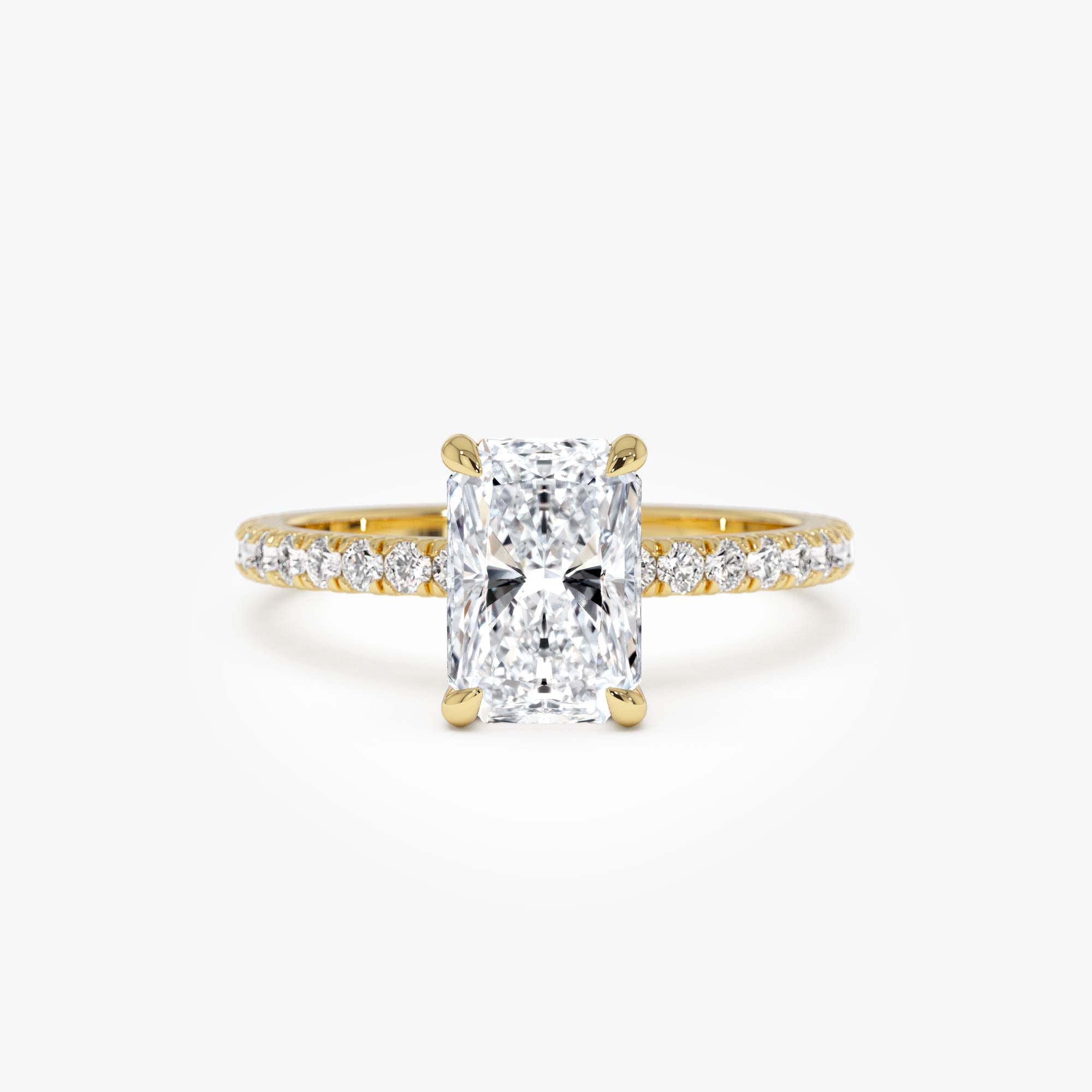 2.00 Ctw 14k Radiant Cut Lab Grown Diamond Pavé Band Ring with Hidden Halo – Delara 14k Gold Ferkos Fine Jewelry