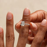 2.00 Ctw 14k Radiant Cut Lab Grown Diamond Pavé Band Ring with Hidden Halo – Delara Ferkos Fine Jewelry