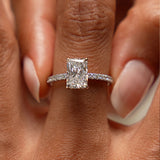 2.00 Ctw 14k Radiant Cut Lab Grown Diamond Pavé Band Ring with Hidden Halo – Delara Ferkos Fine Jewelry