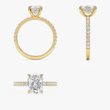 2.00 Ctw 14k Cushion Cut Lab Grown Diamond Pavé Band Ring with Hidden Halo – Renée Ferkos Fine Jewelry