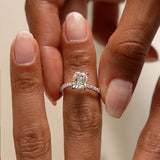 2.00 Ctw 14k Cushion Cut Lab Grown Diamond Pavé Band Ring with Hidden Halo – Renée Ferkos Fine Jewelry