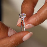2.00 Ctw 14k Cushion Cut Lab Grown Diamond Pavé Band Ring with Hidden Halo – Renée Ferkos Fine Jewelry