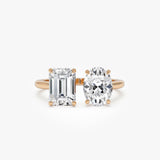 2.00 Ctw 14k Emerald & Oval Cut Toi et Moi Lab Grown Diamond Ring - Selen Ferkos Fine Jewelry