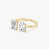 2.00 Ctw 14k Emerald & Oval Cut Toi et Moi Lab Grown Diamond Ring - Selen Ferkos Fine Jewelry