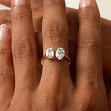 2.00 Ctw 14k Emerald & Oval Cut Toi et Moi Lab Grown Diamond Ring - Selen Ferkos Fine Jewelry