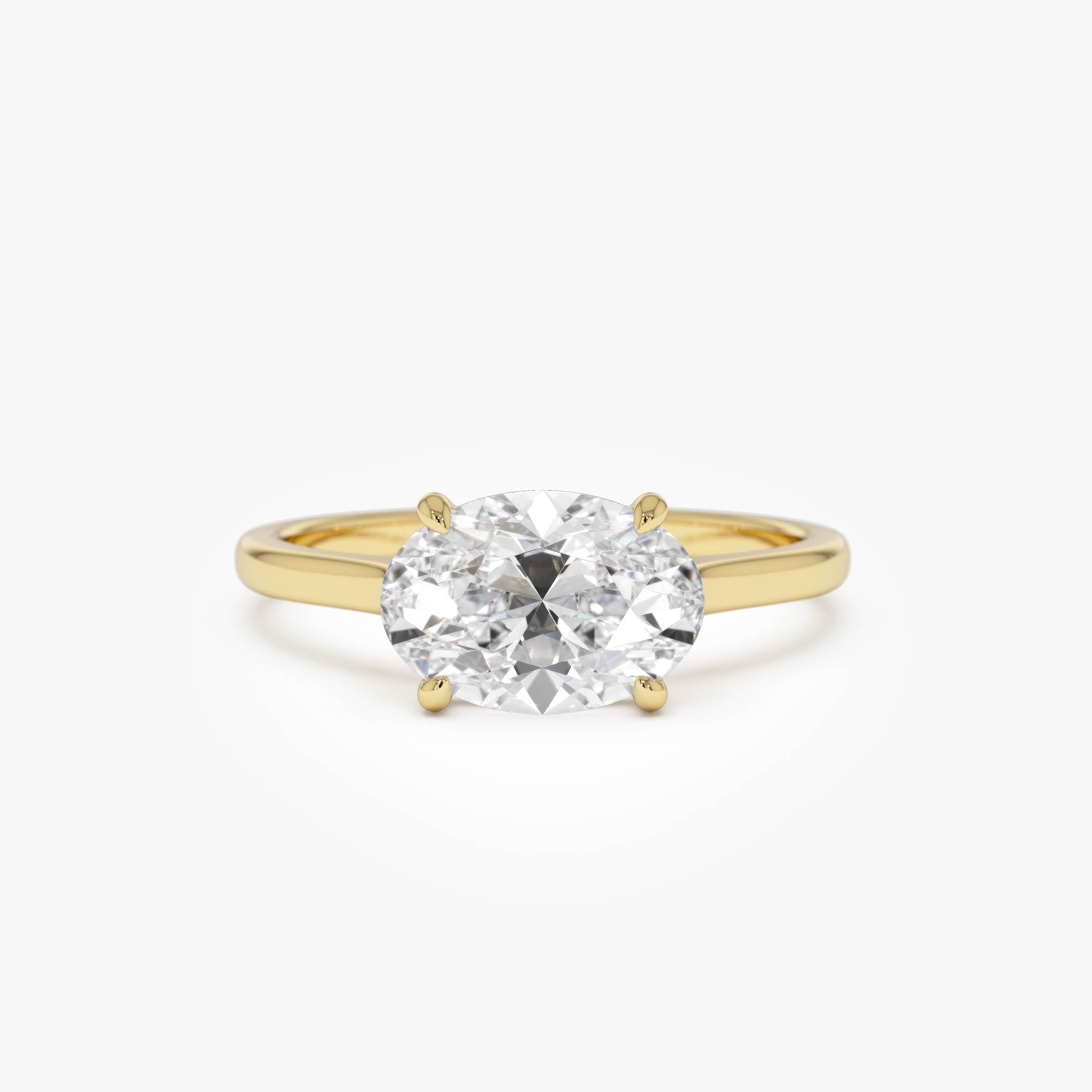 1 CTW 14k Oval Shaped Lab Grown Pear Shaped East-West Set Diamond Ring - Nives 14k Gold Ferkos Fine Jewelry