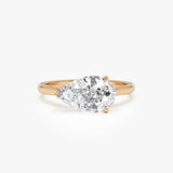 1 CTW 14k Pear Shaped Lab Grown Pear Shaped East-West Set Diamond Ring - Daria 14k Rose Gold Ferkos Fine Jewelry