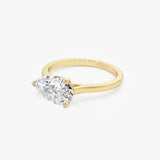 1 CTW 14k Pear Shaped Lab Grown Pear Shaped East-West Set Diamond Ring - Daria Ferkos Fine Jewelry
