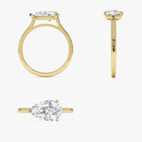 1 CTW 14k Pear Shaped Lab Grown Pear Shaped East-West Set Diamond Ring - Daria Ferkos Fine Jewelry