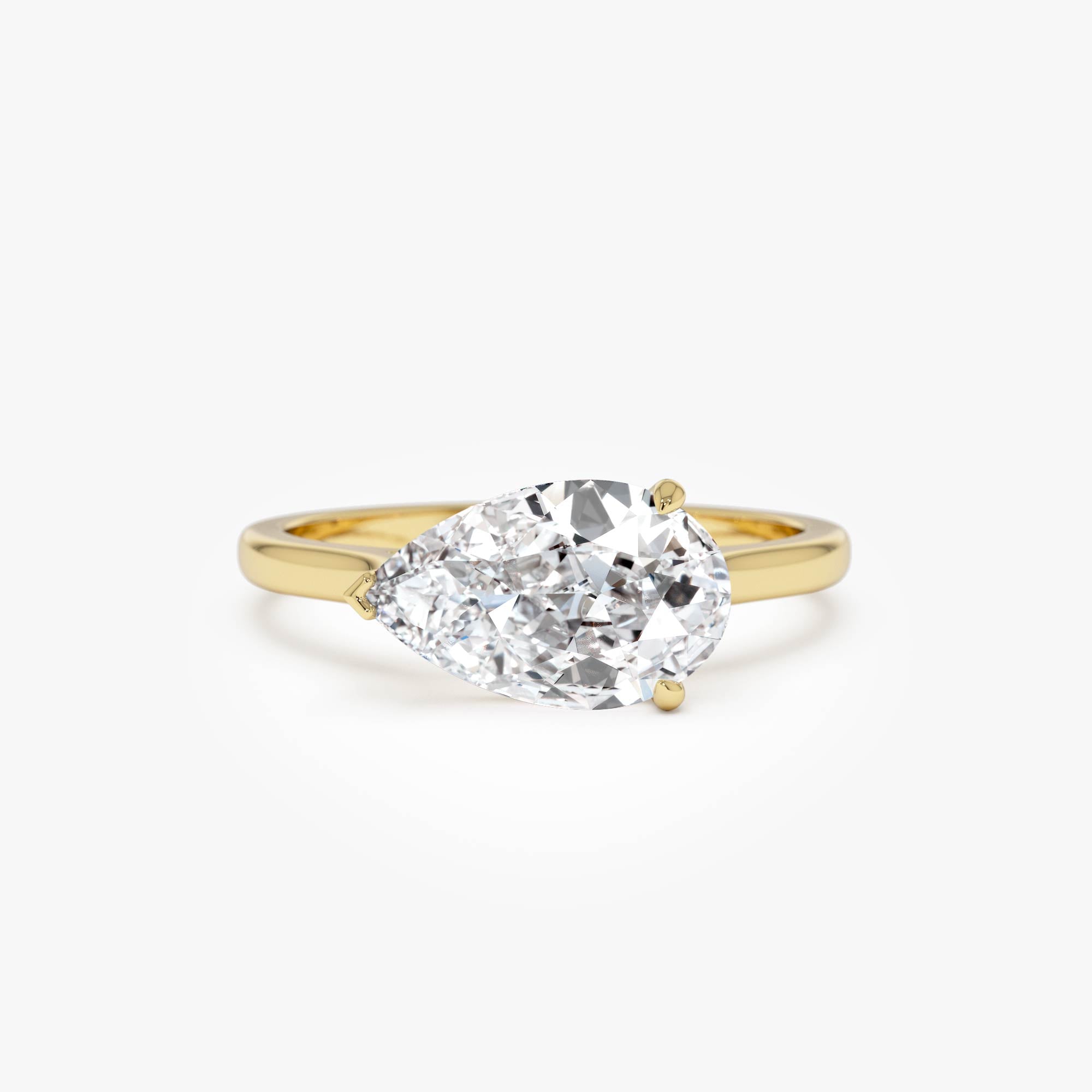 1 CTW 14k Pear Shaped Lab Grown Pear Shaped East-West Set Diamond Ring - Daria 14k Gold Ferkos Fine Jewelry