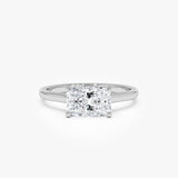 1 CTW 14k Radiant Cut Lab Grown Radiant Shaped East-West Set Diamond Ring - Alba 14k White Gold Ferkos Fine Jewelry