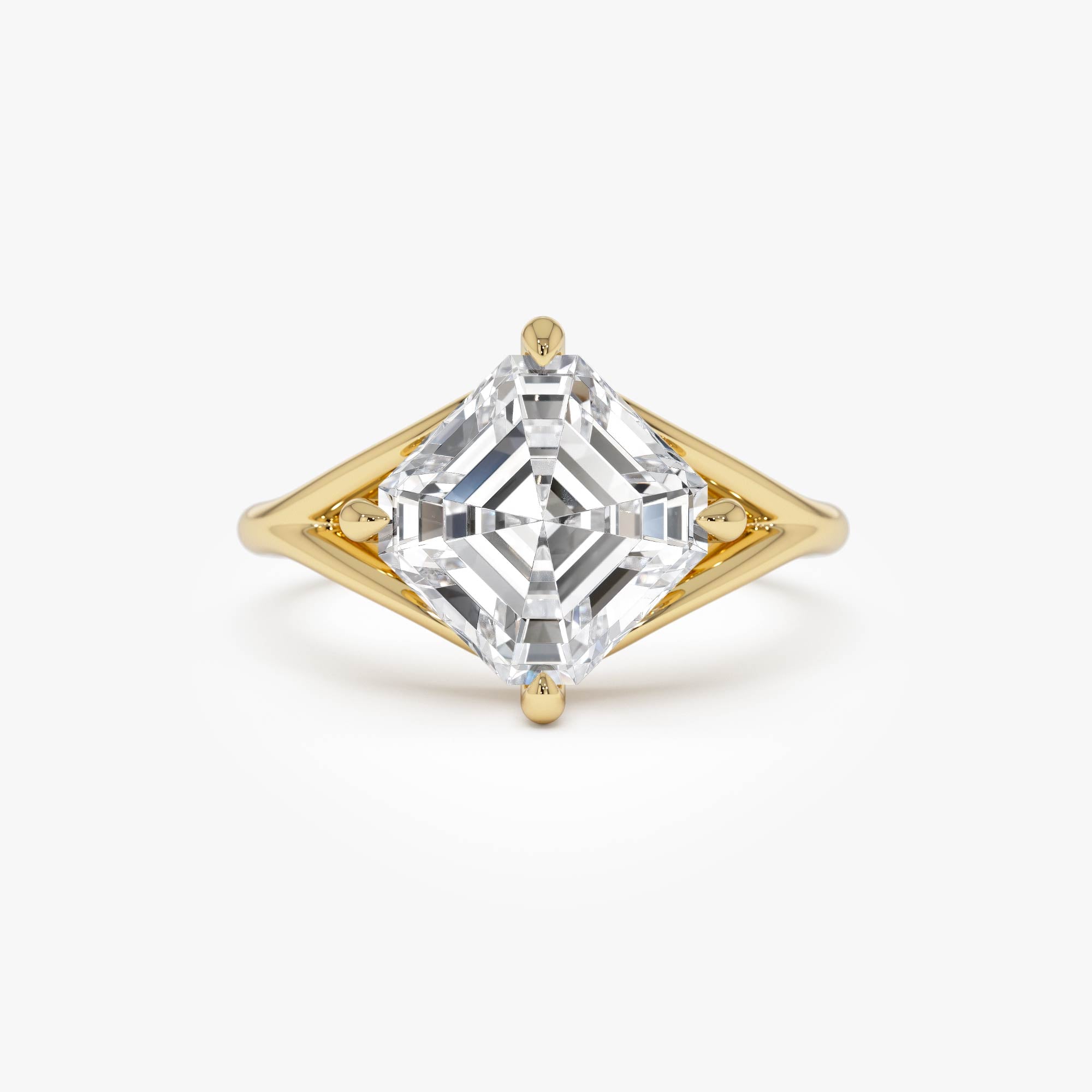 3.00ctw 14k Asscher Cut Lab Grown Diamond Engagement Ring - Bianca 14k Gold Ferkos Fine Jewelry