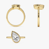 1.50ctw 14k Pear Shaped Lab Grown Diamond Unique Engagement Ring - Pia Ferkos Fine Jewelry