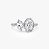 1.50ct 14k Oval Shaped Lab Grown Diamond Toi et Moi Ring - Amia 14k White Gold Ferkos Fine Jewelry