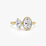1.50ct 14k Oval Shaped Lab Grown Diamond Toi et Moi Ring - Amia 14k Gold Ferkos Fine Jewelry