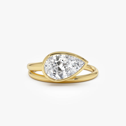 1.5 Ctw Pear Bezel Setting Lab Diamond Ring - Mira 14k Gold Ferkos Fine Jewelry