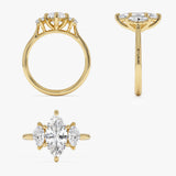 2.00ctw 14k Marquise Shaped Three Stone Lab Grown Diamond Engagement Ring - Adele Ferkos Fine Jewelry