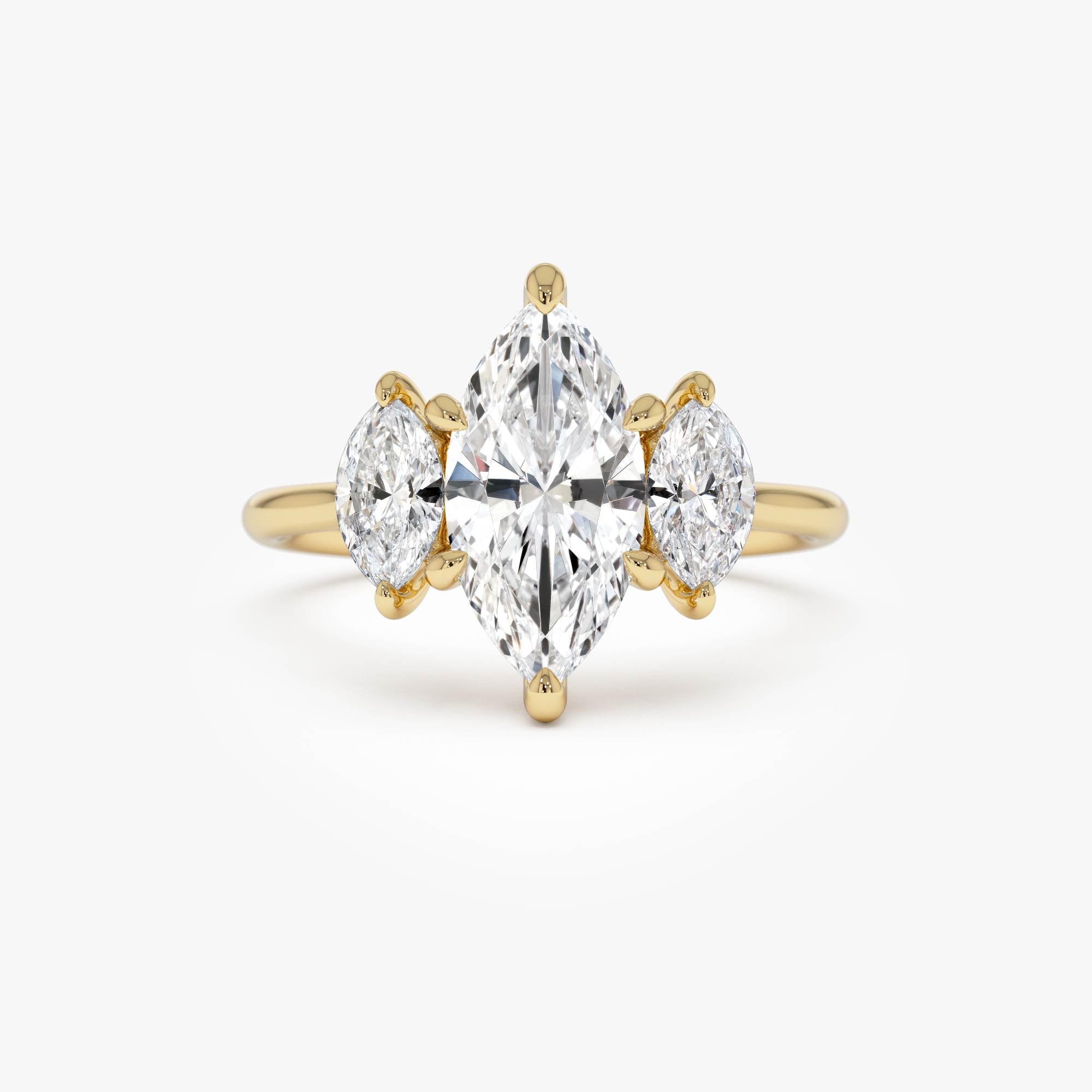 2.00ctw 14k Marquise Shaped Three Stone Lab Grown Diamond Engagement Ring - Adele 14k Gold Ferkos Fine Jewelry