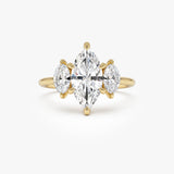 2.00ctw 14k Marquise Shaped Three Stone Lab Grown Diamond Engagement Ring - Adele 14k Gold Ferkos Fine Jewelry