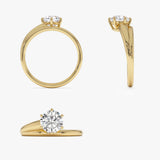 1.00 Ctw Round Lab Diamond Unique Solitaire Ring Ferkos Fine Jewelry