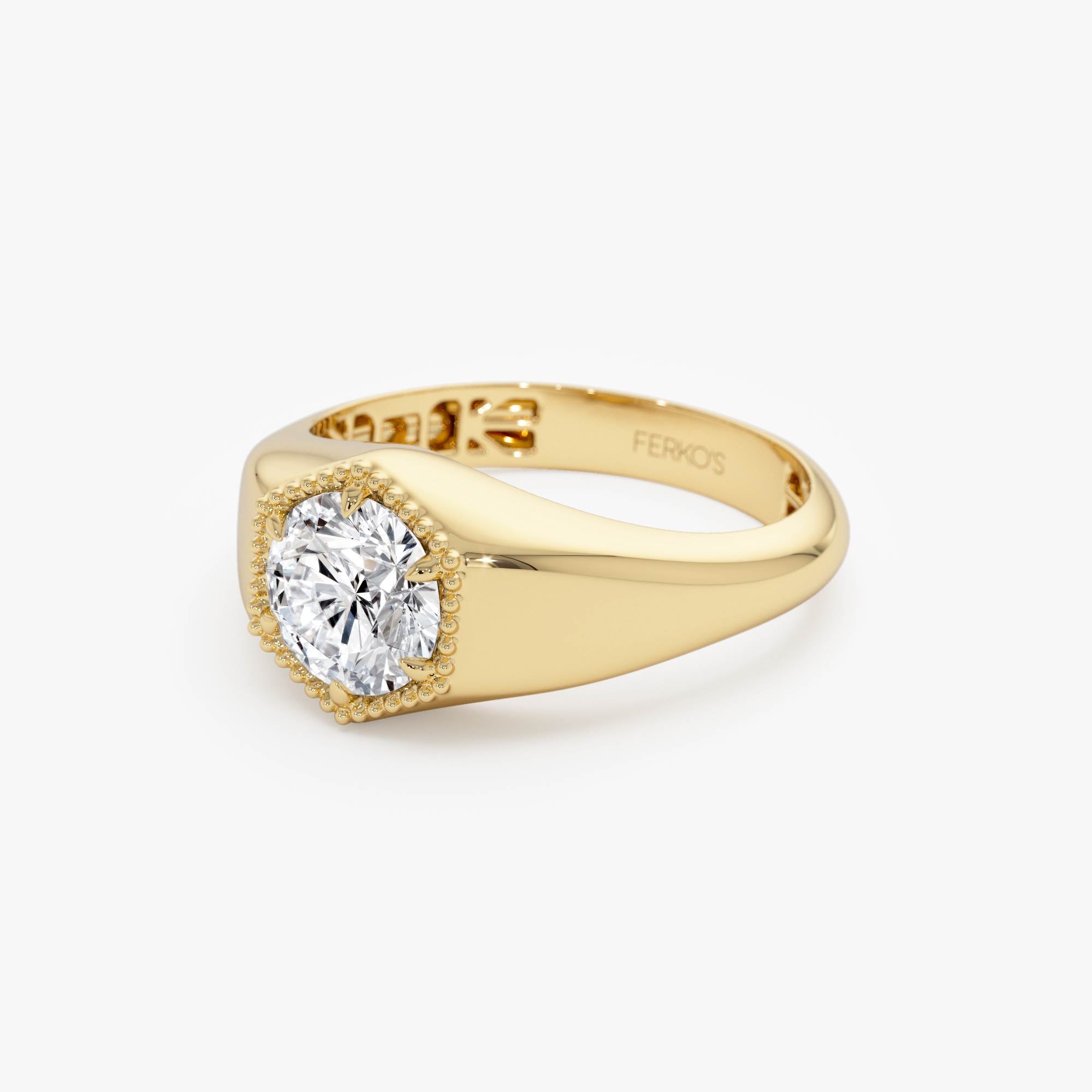 0.75 Ctw 14k Lab Grown Diamond Hexagon Signet Ring - Maia Ferkos Fine Jewelry