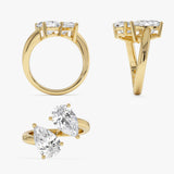 3.05ctw 14k Pear Shaped Lab Grown Diamond Toi et Moi Ring - Zora Ferkos Fine Jewelry