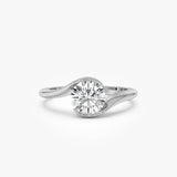 1.00 Ctw 14k Gold Round Shape Lab Grown Diamond S Shape Engagement Ring - Maris Ferkos Fine Jewelry