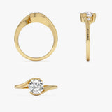 1.00 Ctw 14k Gold Round Shape Lab Grown Diamond S Shape Engagement Ring - Maris Ferkos Fine Jewelry