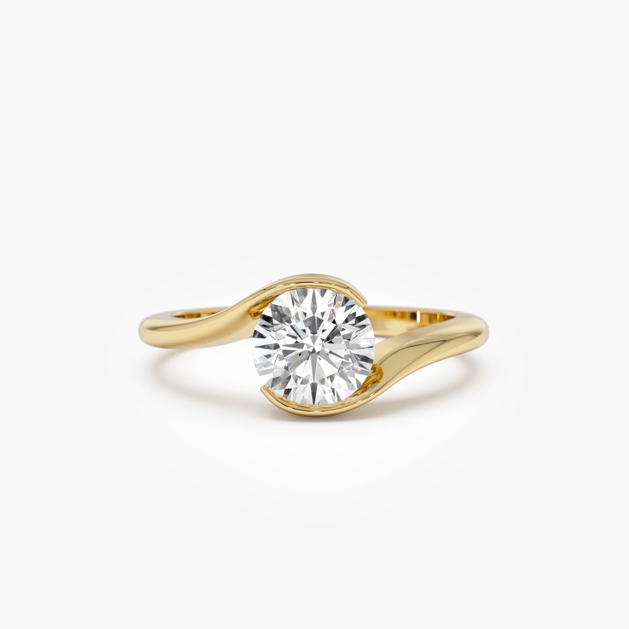 1.00 Ctw 14k Gold Round Shape Lab Grown Diamond S Shape Engagement Ring - Maris 14k Gold Ferkos Fine Jewelry