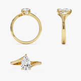 1.00 Ctw 14k Gold Pear Shape Lab Grown Diamond S Setting Engagement Ring - Maia Ferkos Fine Jewelry