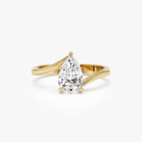 1.00 Ctw 14k Gold Pear Shape Lab Grown Diamond S Setting Engagement Ring - Maia 14k Gold Ferkos Fine Jewelry