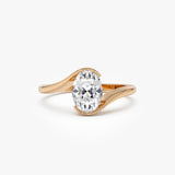1.00 Ctw 14k Gold Oval Lab Grown Diamond S Setting Engagement Ring - Luisa Ferkos Fine Jewelry