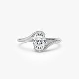1.00 Ctw 14k Gold Oval Lab Grown Diamond S Setting Engagement Ring - Luisa Ferkos Fine Jewelry